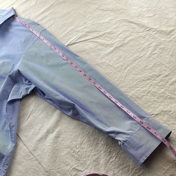 Lauren Ralph Lauren Dress Shirt‎ 18 34/35 Blue Pinstripe Long Sleeve Button Down - Picture 11 of 12